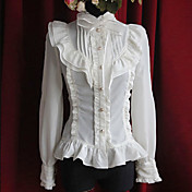 Moon's Elegy met lange mouwen Pure White Cotton Princess Lolita Blouse