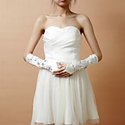 Elastisk satin Fingerløse albue længde Wedding handsker med Rhinestone & Pailletter