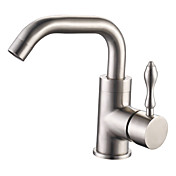 Stainless Steel Contemporary Style Brushed Finish Centerset Bathroom Sink Faucets