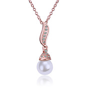 Pretty Oro 18k con collar de perlas / diamantes de imitación de mujer