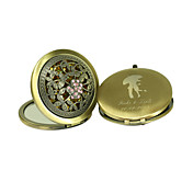 Personalized Pink Rhinestone Flower Chrome Compact Mirror Favor