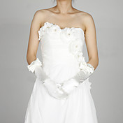 Satin Elbow Length Fingertips Flower Girl Gloves With Bow And Beads(More Colors)