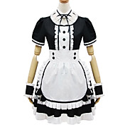 Short Sleeve Short Black and White Cotton Cosplay Lolita Dress