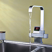 Acabamento cromado torneira da cozinha de estilo contemporâneo termostática com Tela Digital LCD