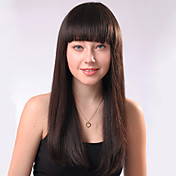 Capless Long Brown Straight Mixed Hair Wigs Full Bang