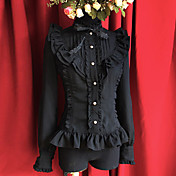 Moon's Elegy met lange mouwen Zwart Katoenen Gothic Lolita Blouse