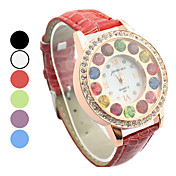 Fashionable diamante de couro Quartz Analog Watch Femininas (cores sortidas)