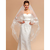 Un rang Voiles de mariage valse avec Dentelle Applique / Edge aménagé
