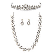 Marvelous alliage avec perle d'imitation de mariage bijoux de mariée set y compris le collier, boucles d'oreilles et un diadème