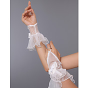 Delicate tule vingerloze elleboog bruiloft handschoenen