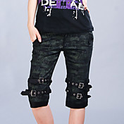 Cool Black Cotton Oji Lolita Pants with Belt