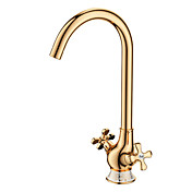 Blue and White Porcelain Rose Gold Finish Brass Bathroom Sink Faucet(Tall)