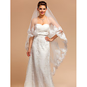 Élégantes à un seul échelon Voiles de mariage chapelle avec appliques de dentelle / Edge aménagé