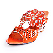 Suede Wedge Heel Sandals With Flower Party / Evening Shoes (More Colors)