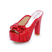 Leatherette Chunky Heel Sandals With Sequin Party / Evening Shoes (More Colors)