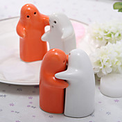 Blanco y naranja Shakers cerámica Salt & Pepper