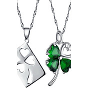 Prata elegante / Esconder Corda Com Colar Moda platinadas Lovers 'Cristal