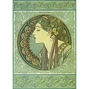 Printed Art People Mucha Winter Medallion I by Vintage Apple Collection