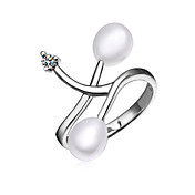 Gorgeous platinert med Cubic Zirconia Pearl Ring