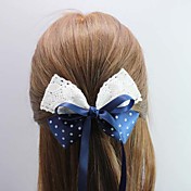 Vrouwen Prinses Dark Blue Dot Bow Lace Hair Tie