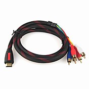 HDMI 1.3 Version Male to 5RCA Male Cable for Smart LED HDTV, APPLE TV , Blu-Ray DVD and More (5 m, Red & Black)
