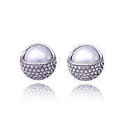Unique Platinum Plated Round Pearl Earrings