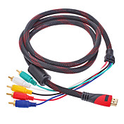 V1.3 Gold Plated Copper Core HDMI Cable AM to 5RCA Componnet with ferrites 1.5M