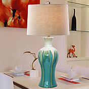 40W Light Tabla con estilo minimalista con pantalla de tela y candelabro de porcelana