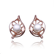 Unique Rose Gold Plated Irregular Pearl Earrings