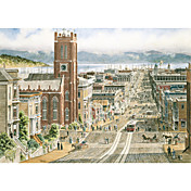 Printed Art Landscape Their Sunday Best: California & Dupont In San Francisco by Stanton Manolakas