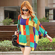 Women's Chiffon Oversized Color Block Blouse