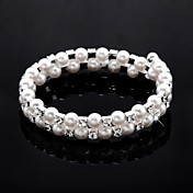 Ladies' Rhinestone Strand/Tennis Bracelet In White Pearl