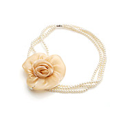 Fashion Imitation Pearl With Chiffon Flower Women's Necklace