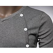 Men's V Neck Buckle Long Sleeve Shirt
