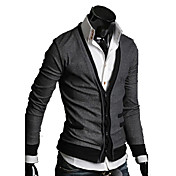 Herre V Neck Contrast Color Spænde Sweaters Coat