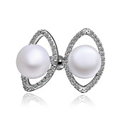 Charming Platinum Plated Pearl Earrings with Cubic Zirconia