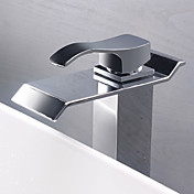 Contemporary Stainless Steel Water Fall Chrome Finish Bathroom Sink Faucet