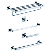 Chrome Finish Brass Bathroom Accessory Sets (Include Robe Hooks,Toilet Roll Holders,3 Towel Bars)