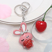 Lovely Rabbit Keyring With Rhinestone