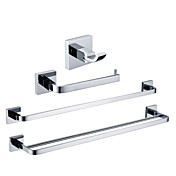 Chrome Finish Brass Bathroom Accessory Sets (Include Robe Hooks,Toilet Roll Holders,2 Towel Bars)