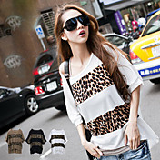 Women's Modal Plus Size Leopard Print T-Shirt(Bust:160cm,Length:74cm)