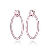 Unieke Rose Gold Plated Ovaal Kristal oorbellen