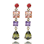 Geplatineerd zirconia kroonluchter oorbellen (meer kleuren) (Breedte * Lengte 9 * 45mm)
