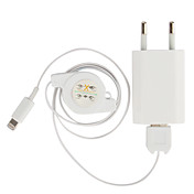 EU-Stecker Wechselstrom-Wand-Ladegerät mit ausziehbarem Kabel Blitz für iPhone 5, iPod (AC110-240V, 1A)