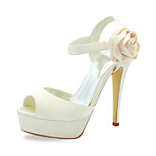 Gorgeous Satin Stiletto Heel Sandals With Flower Wedding Shoes (More Colors)