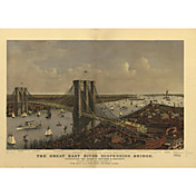 Printed Art Landscape Brooklyn Bridge by Vintage Apple Collection