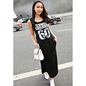 Women's Hooded Letter Print Maxi Dress