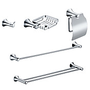 Chrome Finish Brass Bathroom Accessory Sets (Include Robe Hooks,Soap Holders,Toilet Roll Holders,2 Towel Bars)