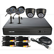 4 Channel One-Touch Online CCTV DVR Systeem (2 Outdoor Waterdichte Camera & 2 Indoor Dome Camera)