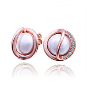 Charming Rose Gold Plated Perlen Round Ohrringe